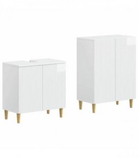 vidaXL 2 Piece Bathroom Cabinet Set ARNHEM High Gloss White