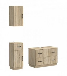 vidaXL 3 Piece Bathroom Cabinet Set HOORN Sonoma Oak Engineered Wood