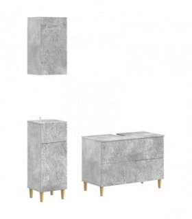 vidaXL 3 Piece Bathroom Cabinet Set DELFT Concrete Grey
