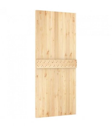 vidaXL Sliding Door Natural and Black Solid Pine Wood (Untreated)