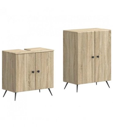vidaXL 2 Piece Bathroom Cabinet Set BREDA Sonoma Oak Engineered Wood