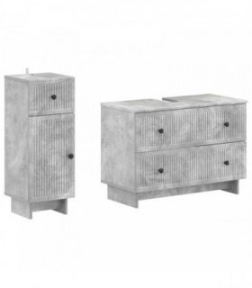 vidaXL 2 Piece Bathroom Cabinet Set EDE Concrete Grey Engineered Wood