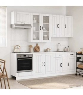 vidaXL Kitchen Unit LUCCA 8 pcs High Gloss White Engineered Wood