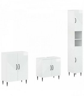 vidaXL 3 Piece Bathroom Cabinet Set HAARLEM High Gloss White