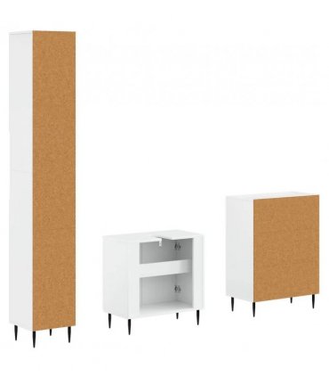 vidaXL 3 Piece Bathroom Cabinet Set HAARLEM High Gloss White