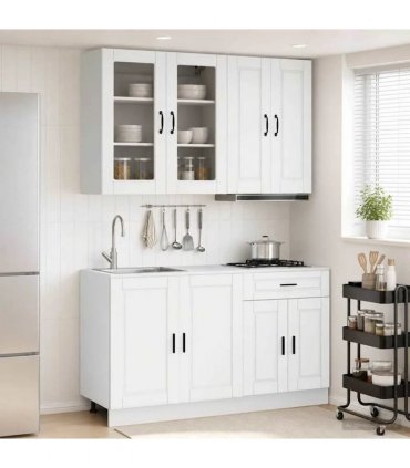 vidaXL Kitchen Unit PORTO 4 pcs White Engineered Wood
