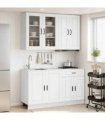 vidaXL Kitchen Unit PORTO 4 pcs White Engineered Wood