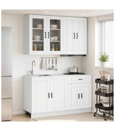 vidaXL Kitchen Unit PORTO 4 pcs White Engineered Wood