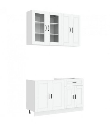 vidaXL Kitchen Unit PORTO 4 pcs White Engineered Wood