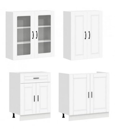 vidaXL Kitchen Unit PORTO 4 pcs White Engineered Wood