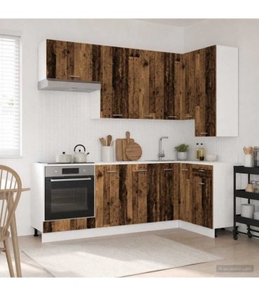 vidaXL Kitchen Unit LYON 8 pcs Old Wood Engineered Wood