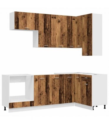 vidaXL Kitchen Unit LYON 8 pcs Old Wood Engineered Wood