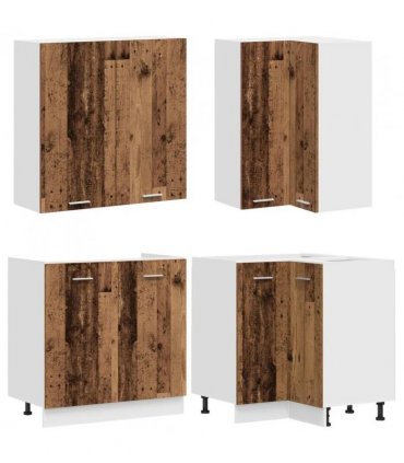vidaXL Kitchen Unit LYON 8 pcs Old Wood Engineered Wood
