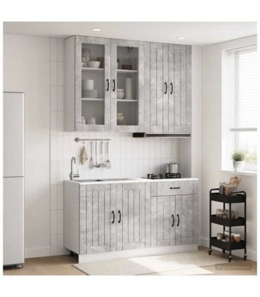 vidaXL Kitchen Unit LUCCA 4 pcs Concrete Grey Engineered Wood