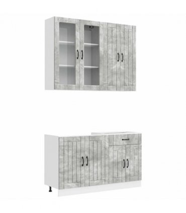 vidaXL Kitchen Unit LUCCA 4 pcs Concrete Grey Engineered Wood
