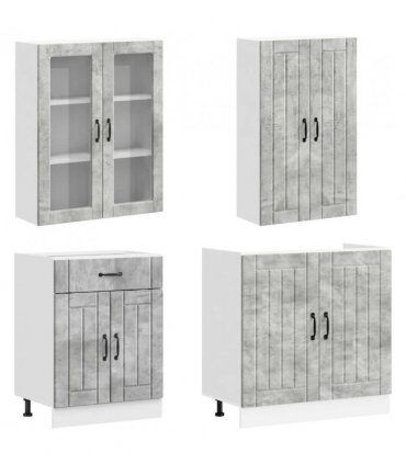 vidaXL Kitchen Unit LUCCA 4 pcs Concrete Grey Engineered Wood