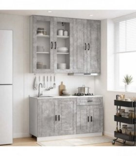 vidaXL Kitchen Unit PORTO 4 pcs Concrete Grey Engineered Wood