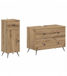 vidaXL 2 Piece Bathroom Cabinet Set BREDA Artisan Oak Engineered Wood