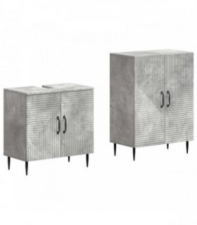 vidaXL 2 Piece Bathroom Cabinet Set HAARLEM Concrete Grey
