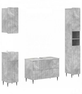 vidaXL 4 Piece Bathroom Cabinet Set ZWOLLE Concrete Grey
