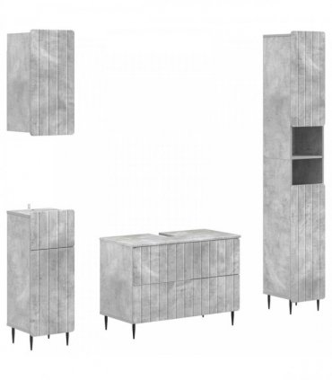 vidaXL 4 Piece Bathroom Cabinet Set ZWOLLE Concrete Grey