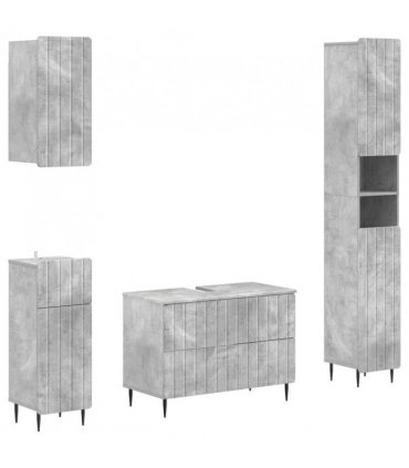 vidaXL 4 Piece Bathroom Cabinet Set ZWOLLE Concrete Grey