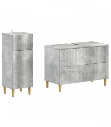 vidaXL 2 Piece Bathroom Cabinet Set ARNHEM Concrete Grey