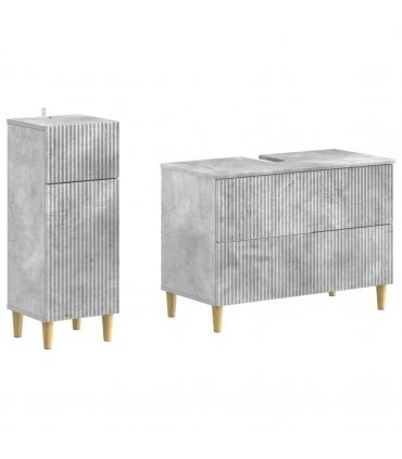 vidaXL 2 Piece Bathroom Cabinet Set ARNHEM Concrete Grey