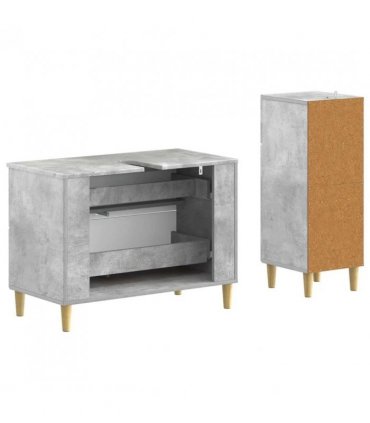 vidaXL 2 Piece Bathroom Cabinet Set ARNHEM Concrete Grey
