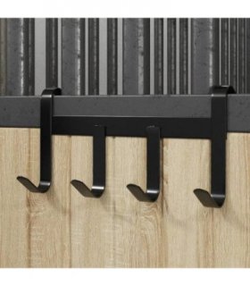 vidaXL Bridle Hanger with 4 hooks Black Steel