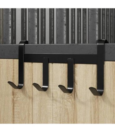 vidaXL Bridle Hanger with 4 hooks Black Steel