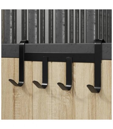 vidaXL Bridle Hanger with 4 hooks Black Steel