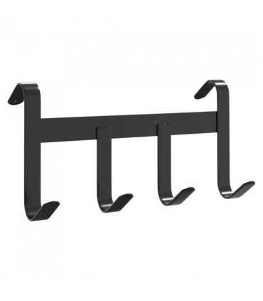 vidaXL Bridle Hanger with 4 hooks Black Steel