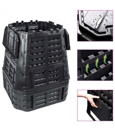 vidaXL Garden Composter Black 93.3x93.3x113 cm 740 L