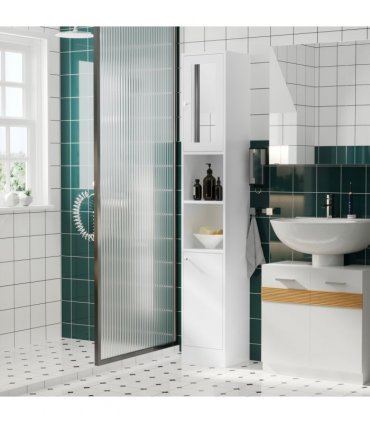 Bathroom Floor Storage Cabinet White Particleboard 30W x 28D x 180Hcm