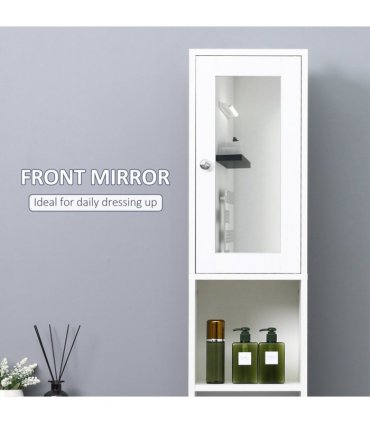 Bathroom Floor Storage Cabinet White Particleboard 30W x 28D x 180Hcm