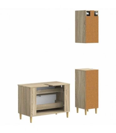 vidaXL 3 Piece Bathroom Cabinet Set DELFT Sonoma Oak Engineered Wood