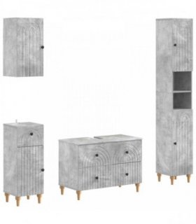 vidaXL 4 Piece Bathroom Cabinet Set ALKMAAR Concrete Grey
