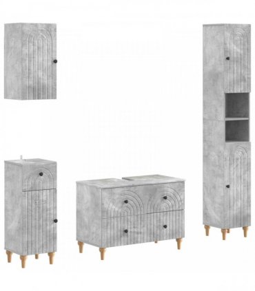vidaXL 4 Piece Bathroom Cabinet Set ALKMAAR Concrete Grey