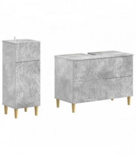 vidaXL 2 Piece Bathroom Cabinet Set DELFT Concrete Grey