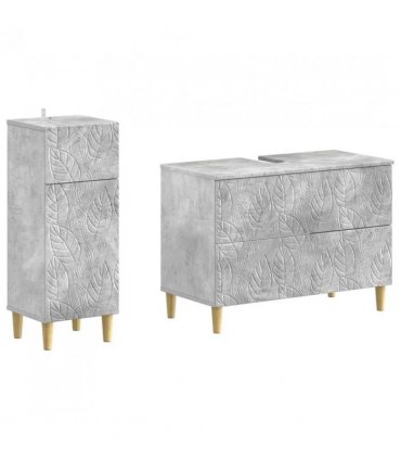 vidaXL 2 Piece Bathroom Cabinet Set DELFT Concrete Grey