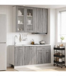 vidaXL Kitchen Unit LYON 4 pcs Grey Sonoma Engineered Wood