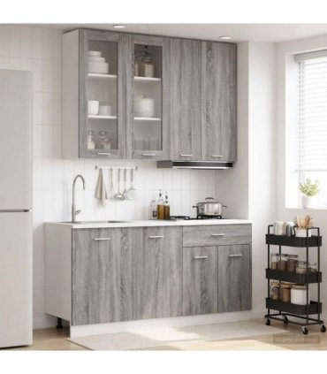 vidaXL Kitchen Unit LYON 4 pcs Grey Sonoma Engineered Wood