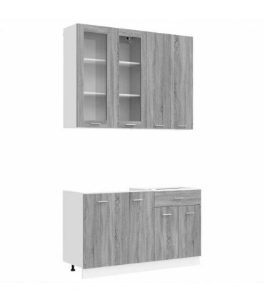 vidaXL Kitchen Unit LYON 4 pcs Grey Sonoma Engineered Wood