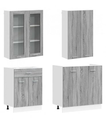 vidaXL Kitchen Unit LYON 4 pcs Grey Sonoma Engineered Wood
