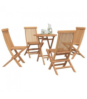 vidaXL Garden Set 5 pcs Brown Soild Teak Wood