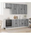 vidaXL Kitchen Unit PORTO 8 pcs Grey Sonoma Engineered Wood