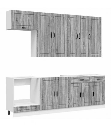 vidaXL Kitchen Unit PORTO 8 pcs Grey Sonoma Engineered Wood