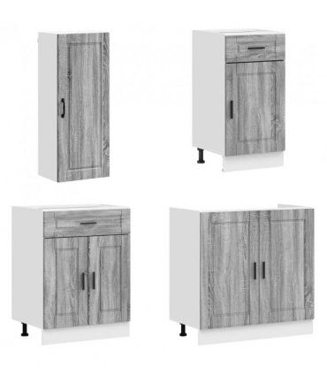 vidaXL Kitchen Unit PORTO 8 pcs Grey Sonoma Engineered Wood