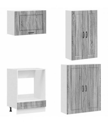 vidaXL Kitchen Unit PORTO 8 pcs Grey Sonoma Engineered Wood